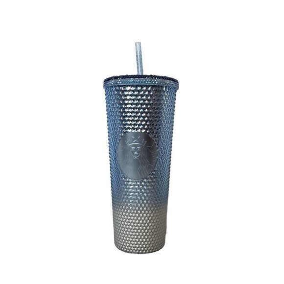 Starbucks Gradient Blue‎ Silver Hombre Studded Bling 240z Tumbler 2023 Winter - Picture 9 of 9